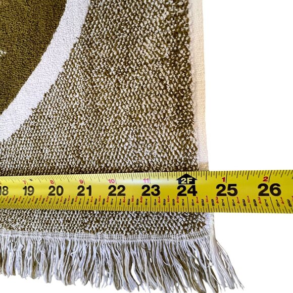 Sears Bath Towels USA Set of 2 MCM 70s Green Sculpted Floral Tapestry Fringe - Picture 12 of 13